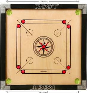RSST GLOSSY FINISHED 20X20 SMALL SIZE CARROM BOARD (20INCH) WITH COINS Carrom Board Game