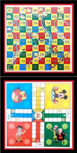 Tredd Enterprises Wooden Ludo and Snakes Ladders 2 in 1 Combo Set With Dice Coins 12X12 Inch, Strategy & War Board Game
