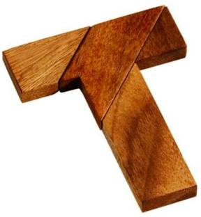 Crakid STEM T Tangram Puzzle - Natural Wooden Puzzle, Waldorf Toy, Wood Jigsaw Word Games