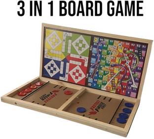 Tvm DH 3 in 1 Fastest Finger First Game Set | Double Sided Ludo & Snake&ladder Board Board Game Accessories
