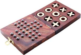 ORTUS Tic Tac Toe Solitaire 2-in-1 Travel Board Game Educational Board Games