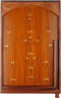 Shriji Crafts Wooden Bagatelle Traditional Crafted Tabletop Pinball Game Educational Board Games
