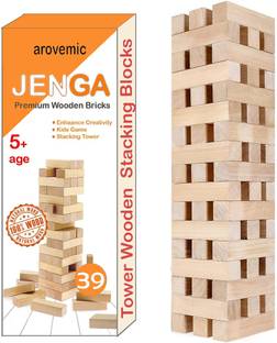 एरोवेमिक Jenga Wooden Block Stacking Tower Game for Kids Ages 5 and Up-5-3 बोर्ड गेम
