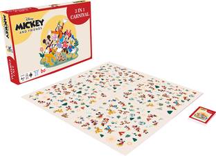 DISNEY 3 In Carnival Board & Card Game Mickey and Friends Party & Fun Board Game