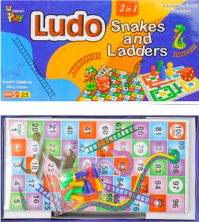 DANDLES Ludo 2 In 1 Snakes & Ladders Board Game for Kids & Family | 3+ Years Party & Fun Board Game