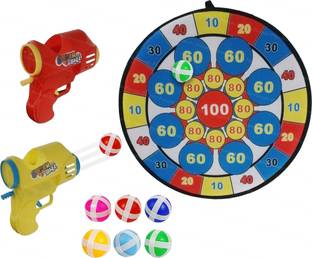 Pseudo Soft Fabric Dart Board Game, 2 Guns & 6 Sticky Ball, Target Shooting kids Game Dart Board Game