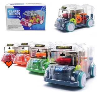 Globular Transparent Mini School Bus Toy Gear Concept Minibus Toy