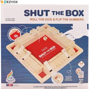 PEZYOX Wooden Shut The Box Game 4 Player Shut The Box Dice Game Board Game Accessories