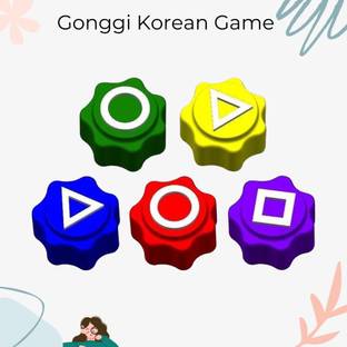 CountryLink Gonggi Korean Squid Game Set of 5 Stones Dice Set Colorful Button Design Strategy & War Board Game