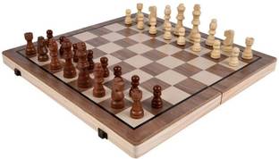 WUDLY 2-in-1 Big Chess & Checkers Set – Premium Wooden Board Game for Adults & Kids Board Game Accessories