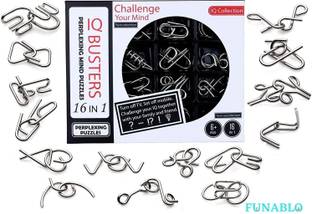 FUNABLO 16 in 1 Stainless Steel Metal Wire IQ Puzzle Toy for Kids. Party & Fun Board Game