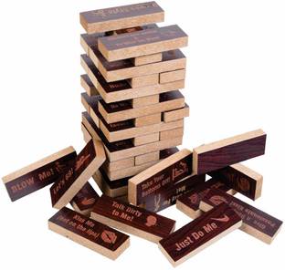 SmartSolve The Naught Game - Game for Adults, 48Pcs Super Naughty Block Tower Game Word Games