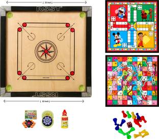 RSST Carrom Board Large 32X32 Inch With Ludo & Snakes (Combo Pack) Carrom Board Game
