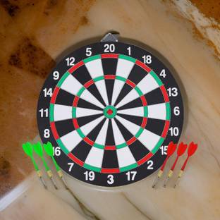 माय बेबी लव अ परफेक्ट केयर Hindi Double-Sided Dart Board Set with 6 Steel Tip Pointed 15 Inch बोर्ड गेम