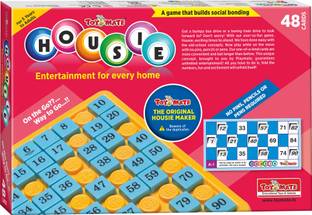 Toymate Housie 48 RED with reusable cards, A family fun game for small gathering Educational Board Games