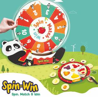 Webby Wooden Spin Win-Spin Match & Win Educational Game Table Top Family Game for Kids Party & Fun Board Game