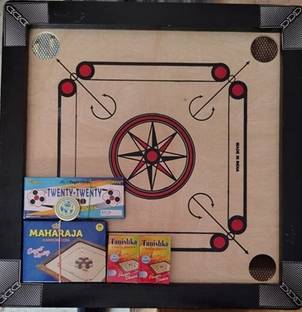 wWAR 20 inch carom.&coins.and.striker (black) Carrom Board/ 56 cm Carrom Board