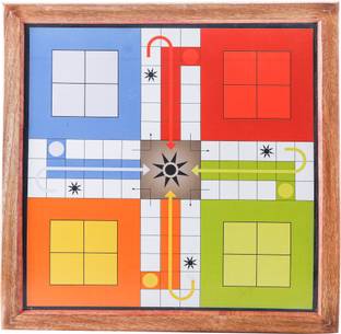 Shriji Crafts Handmade Classic Wooden 2 in 1 Ludo Magnetic Snakes and Ladders for Kids Party & Fun Board Game