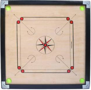 AVJ Full Size 32 INCH Woden Game with Premium Wooden Coin Striker Powder 32 cm Carrom Board