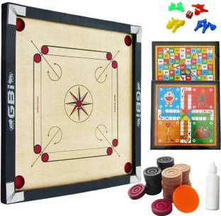 Gautam Brothers International Medium size with wooden coins and striker (black) 56 cm Carrom Board