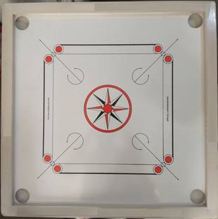 Ishu Sports GLOSSY WHITE FULL SIZE(32 INCH) WITH STRIKER,POWDER AND COINS 81.04 cm Carrom Board