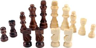 Koel Wooden Complete Set of 32 Chess Pieces, Chess Coins, Chessmen Board Game Accessories