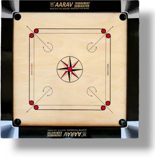 AARAV Full 3 Inch Border 6 mm Ply with Coins, Striker, and Disco Powde 3.8 cm Carrom Board