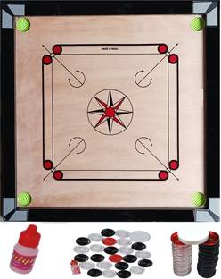 Kumud Carrom Board 20x20 inches|Coins|Powder & Striker 50.8 cm Carrom Board