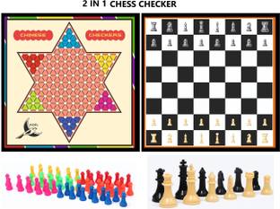 Koel 2 in 1 Wooden 12*12" Checker & Chess | Checker Token Chessmen | 32 cm Chess Board