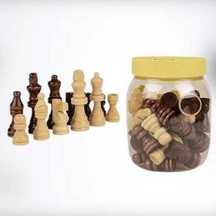 Hyper Wooden Complete Set of 32 Chess Pieces, Chess Coins, Chessmen, King size 2.15 cm Chess Board