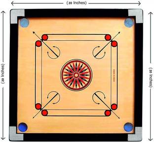 wWAR Gloss Finish Carrom Board with Coins, Striker & Powder Size 50.8 cm Carrom Board
