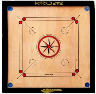 KRUM Small Size Round Pocket Carrom Board with Coins, Striker, and Powder 50.8 cm Carrom Board