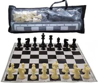 TIMA Professional Vinyl Chess Set with Bag Black 17 x 17 inches,for 6 years and up 6 cm Chess Board