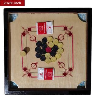 Aarvee 20 Inch Carrom Board for Kids Big Size Carrom | Coins, Strikers and Powder _ 37 Carrom Board Game