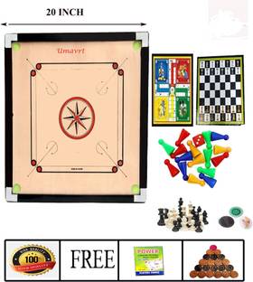 MR8 decorative 20 inch all-in-one [powder + coins + striker + ludo & chess] 50 cm Carrom Board