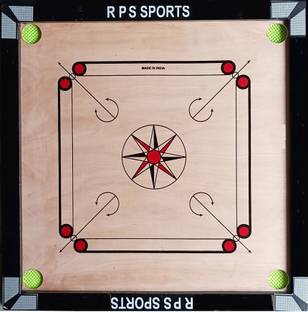 RPS Medium Carrom Board with 24 Transparant Coins+Striker & Powder 4 cm Carrom Board