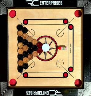 r c enterprises CARROM BOARD with 24Pcs. Wooden Coins, Powder, Striker 50 cm Carrom Board