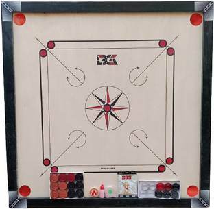 Ishu Sports CARROM BOARD WITH 2 STRIKER,2 POWDER,1 WOODEN COINS AND 1 CRYSTAL COINS 82 cm Carrom Board