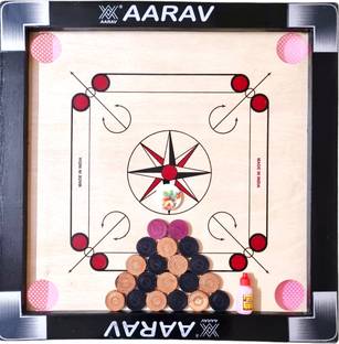 AARAV Carrom Board For Kids 20 Inches Premium Product with Wooden Coins 3 cm Carrom Board