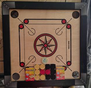 HouseOfCommon 20 inch carom.&coins.and.striker (black) Carrom Board 56 cm Carrom Board