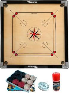 Fitdex Carrom Boad 32 Inches Heavy Wooden Gloss Finish with Coins, Powder & Stricker 100 cm Carrom Board
