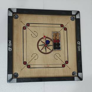 GRANT Glossy Finished 26inch Carrom Board with wooden coin and sticker, powder 5 cm Carrom Board