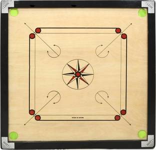 gamers hub Premium 32inch Round Pocket with Wooden Coins ,Striker & Disco powder 3.81 cm Carrom Board