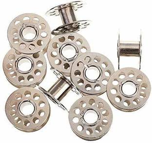 ZENITH Metal Sewing Machine Bobbins for Singer/Usha/Sapna/Merit/Brother 15 Bobbins, Silver Bobbin Case