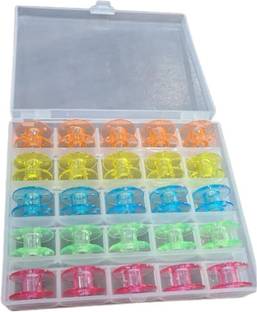 Gemsy Plastic Bobbin with Storage Box 25PCs Plastic Bobbins