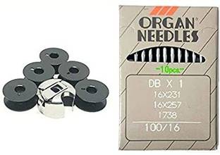 ZENITH Combo Industrrial Umbrella Single Needle Bobbin case + Bobbins + Organ Needles DBx1 (10 Needles) (DB 16) Plastic, Metal Bobbins