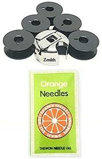ZENITH Combo of ORANGE DB 22 (10 needles) Bobbin case Bobbin 5 for Industrial Sewing machines Compatible jack Juki Zoje Brother Power Direct drive Sewing machines .Steel Finish (ORANGE DB 22 BC BOBBIN 5) Steel and Black Metal Bobbins
