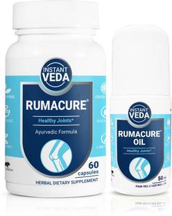 INSTANT VEDA Rumacure Combo For Joint Pain Relief | 100% Ayurvedic - Roll-on Oil and Capsules