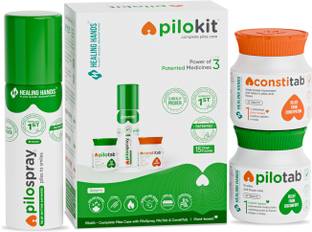 Healing Hands PiloKit Piles Care Kit 15-Day| Patented 3 Medicines: PiloSpray PiloTab ConstiTab Spray