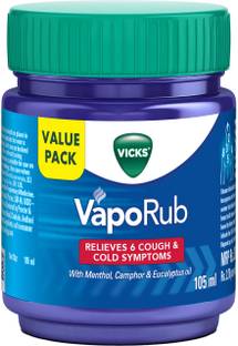 VICKS Relief From Cold, Cough, Blocked Nose, Headache and Breathing difficulty Vaporub Balm